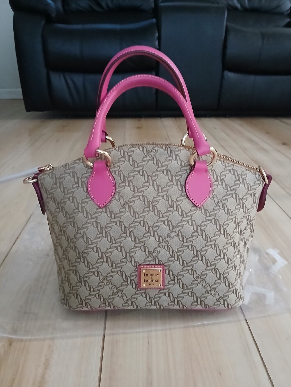 NWT Dooney & Bourke Maritime Satchel In Brown & Hot Pink